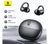 Auriculares inalámbricos TWS con clip Baseus Bowie MC2 AIR, auriculares Bluetooth 6.0, diseño abierto, 4 micrófonos, tecnología ENC, auriculares deportivos. Chain Set White