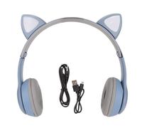 Auriculares infantiles con luz LED y orejas de gato, auriculares inalámbricos plegables supraaurales con función para compartir música,