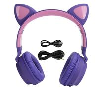Auriculares infantiles con micrófono, diseño plegable, inalámbricos Bluetooth, con luz LED, sonido estéreo, dispositivo de audio para iPad y