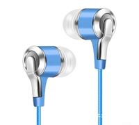Auriculares intrauditivos con cable de alta calidad con micrófono para Huawei y para teléfonos inteligentes Honor, conector de audio de 3,5 mm, ajuste de aislamiento de ruido, negro (azul)