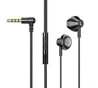 Auriculares intrauditivos con cable de cuerpo metálico que ofrecen sonido estéreo y ajuste estable para actividades intensivas de movimiento (codo negro)