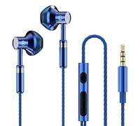 Auriculares intrauditivos con cable de cuerpo metálico que ofrecen sonido estéreo y ajuste estable para actividades intensivas de movimiento (azul)