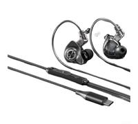 Auriculares intrauditivos con cable para músicos y jugadores, auriculares HiFi con cable desmontable con micrófono transparente y experiencia espaciosa inmersiva para Android para iOS de 1,2 m (C)