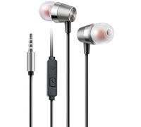 Auriculares intraurales con cable de 3,5 mm con micrófono, para ordenadores, portátiles, tabletas, teléfonos inteligentes, con orificios de absorción de sonido