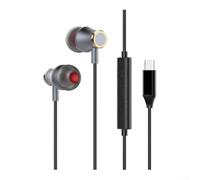 Auriculares Intraurales USB C y 3.5mm con Micrófono HD para Sonido para hifi y Bajos Profundos - Cable 1.2M Negro(A)
