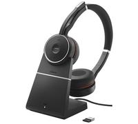 Auriculares Jabra Evolve 75 SE inalámbricos Bluetooth con Cancelación Activa de Ruido, micrófono y base de carga, color negro