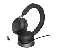 Auriculares Jabra Evolve2 75 inalámbricos Bluetooth con Cancelación de Ruido para oficina con micrófono y estación de carga negros