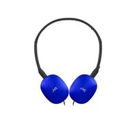 JVC HA-S160M-A Flats - Auriculares Plegables y compactos en Color de Moda Brillante, con Interruptor para micrófono de Encendido/Apagado, Ideal para teletrabajo y seminarios en línea (Azul)