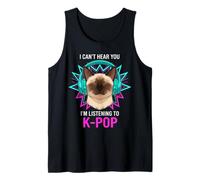 Auriculares K-Pop Cat Funny Music Lover T- Camiseta sin Mangas