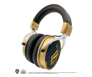 Auriculares Lexip Hogwarts Legacy Ancient Magic inalámbricos y con cable para gaming con Bluetooth, micrófono extraíble y retroiluminación, azul y oro