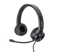 Auriculares Lindy 20439 con cable USB-C para oficina, micrófono integrado y control en línea negros