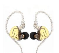 Auriculares Linsoul KZ ZSN PRO X Dual Driver 1BA+1DD Híbrido de metal, HiFi, monitor en la oreja con cable desmontable de 2 pines (con micro, dorado)
