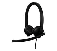 Logitech H570e, Auriculares USB con micrófono para PC y Mac, Auriculares con Cable USB-C estéreo, cancelación de Ruido y Controles Integrados en el Cable, para Microsoft Teams, Negro