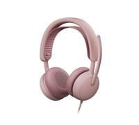 Auriculares Logitech Zone Wired 2 con cable USB-C y USB-A, cancelación de ruido, micrófono, uso profesional, color rosa