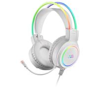 Mars Gaming MHRGB, Auriculares Gaming, Iluminación 360º, Sonido Ultra-Bass 3D, Micrófono Cancelación Ruido, Windows/PS4/PS5/XBOX One/Xbox Series X|S/Mac/Switch/Switch 2/Smartphone/Tablet, Blanco