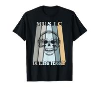 Auriculares Music Is Life Itself Retro Skull Camiseta