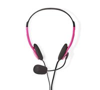 Auriculares Nedis CHST100PK con cable doble jack 3.5 mm para educación y micrófono abatible rosa