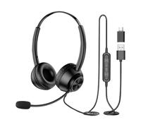 Auriculares New Bee H368 con cable USB-A y micrófono flexible para oficina y teletrabajo negros