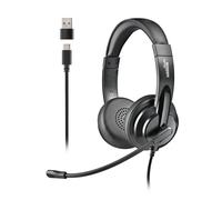 NGS Auriculares diadema VOX605 USB-C – micrófono flexible, USB-A incluido, negro