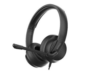 Auriculares Nilox con cable USB, cancelación de ruido, micrófono incorporado y control en línea, negros