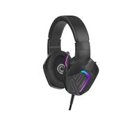 Auriculares Oniverse Meteor con cable USB-C y jack 3,5 mm para gaming con micrófono ajustable, control de volumen y luces LED, color negro