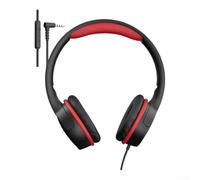 Auriculares optimizados para usuarios jóvenes con transmisión de audio sin costuras Jack de 3.5 mm y materiales suaves al tacto en superficies de contacto (negro y rojo)