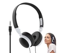 Auriculares para computadora - Auriculares de juego plegables con cable negro, equipo de audio con cancelación de ruido, auriculares de escritorio acolchados | Computadoras tabletas para escuela, aula