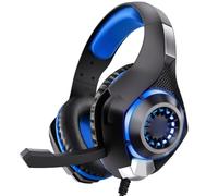 Auriculares para Juegos con Diseño Supraaural con Cable de 3,5 Mm, (Azul) | Controladores Personalizados de 40 Mm, Micrófono Omnidireccional, Cable de 1,9 M, Compatible con PC, Portátil, Teléfono,