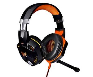 Auriculares para juegos,G2000 3.5mm Estéreo Iluminación LED Audífonos sobre la oreja Auriculares Diadema con micrófono para PC Juego de computadora con cancelación de ruido y control de volumen