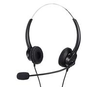 Auriculares para Teléfono con Cable, Cancelación de Ruido Suave RJ9 Crystal Head Auriculares para Teléfono Manos Libres Biauriculares con Micrófono Flexible para Empleados de Centros de