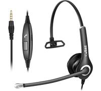 Auriculares PC Teléfono Móvil con Cancelación de Ruido Micrófono, Cascos 3,5mm para Ordenador Laptop iPhone Smartphone, Business, Oficina, Skype, Zoom, Cursos Online, Conversación Clara, Super Cómodo