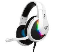 Phoenix Auriculares Gaming PS5, Micrófono Retráctil, Reducción de Ruido, Almohadillas de Espuma de Alta Densidad, Iluminación RGB, Compatible con PC, PS4, Xbox X, Xbox S, Nintendo, Portátil (Blanco)