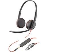 Auriculares Poly Blackwire 3225 + 3.5 mm + Adaptador USB-C/A/ con Micrófono/ Jack 3.5 - USB Tipo-C/ Bulk/ Negros