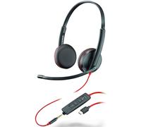 Auriculares Poly Blackwire 3225, estéreo, USB-C y 3,5 mm -Mango, comunicación unificada optimizada