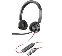 Auriculares Poly Blackwire 3320 para Microsoft Teams USB-C + Adaptador USB-C/A/ con Micrófono/ USB Tipo-C/ Negros