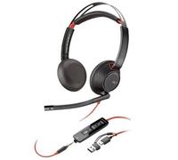 POLY Blackwire 5220 Stereo USB-C Headset +3.5mm Plug +USB-C/A Adapter (Bulk) Alámbrico Diadema Llamadas/Música USB Tipo C Negro, Rojo