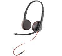 Auriculares Poly Blackwire C3225 con cable, micrófono flexible y funda, oficina y call center