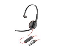 Auricular Poly Blackwire 3210 + Adaptador USB-C/A/ con Micrófono/ USB Tipo-C/ Bulk/ Negro