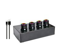 Auriculares portátiles de 4 canales con control de perilla, indicadores LED y fuente de alimentación para amplificador de auriculares de uso en escenario