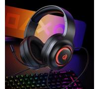 Auriculares QCY V200 Pro con cable USB-A, sonido 7.1 virtual, micrófono y RGB, negros