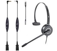 Auriculares QD con conector de 3,5 mm y adaptador USB-C para PC, teléfono celular, tableta, conector de 2,5 mm compatible con teléfonos IP Panasonic-Cisco-AT&T-Polycom-Grandstream, etc., con silencio,