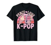 Auriculares Retro KPOP Peace Love K-Pop Heart K Pop Girl Camiseta
