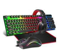 Auriculares RGB que cambian de color para mouse, teclado, alfombrilla de mouse multimedia con retroiluminación arcoíris