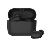 Auriculares Savio TWS-09 inalámbricos Bluetooth para llamadas y música con micrófono HD, control táctil y resistencia IPX5 negros