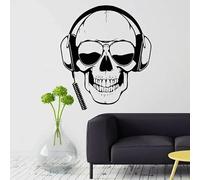 Auriculares Skull Cool Gafas de sol para gamer Pegatina de pared Decoración de vinilo para el hogar para baño de chicos Calcomanías de música rock Papel pintado extraíble 57x66cm