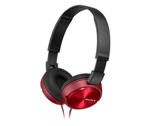 Auriculares Sony MDR-ZX310AP con cable, conexión alámbrica, micrófono y uso para llamadas y música, rojo