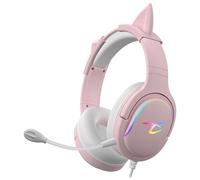 Auriculares Subsonic SA5684-1 con cable, RGB, micrófono boom y diseño over ear rosa