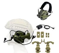 Auriculares Tácticos, Auriculares Tácticos Al Aire Libre, Casco Dedicado Orejeras, Defensor con Micrófono, Casco De Accesorios, con U94 PTT Kenwood Push To Talk, para Tiro De Caza Airsoft (Color : OD