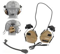 Auriculares Tácticos Impermeables con Micrófono, Auriculares De Caza, Orejeras con Función De Reducción De Ruido Y Captación De Sonido, Adaptador De Riel ARC(Brown)