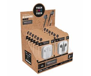 Auriculares TECH ONE TECH con cable jack 3.5mm, micrófono y controles, negros y blancos